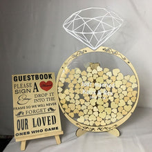 Load image into Gallery viewer, Free shipping 1pcs Diamond ring shape custom perpsonal engagement marriage proposal weddingTransparent love wooden guest book