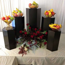 Load image into Gallery viewer, Wedding 5pcs black hexagonal cylindrical dessert table scene layout dessert table cake display stand iron wedding decoration
