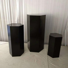 Load image into Gallery viewer, Wedding 5pcs black hexagonal cylindrical dessert table scene layout dessert table cake display stand iron wedding decoration