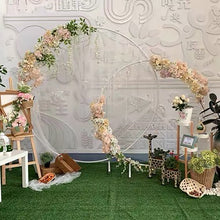 Load image into Gallery viewer, Wedding Props Birthday Party Decor Wrought Iron Circle Round Ring Arch Backdrop Arch Lawn Artificial Flower Row Stand Wall Shelf