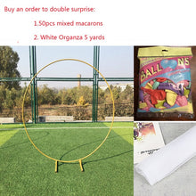 Load image into Gallery viewer, Wedding Props Birthday Party Decor Wrought Iron Circle Round Ring Arch Backdrop Arch Lawn Artificial Flower Row Stand Wall Shelf