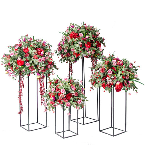 10PCS Wedding/Table Centerpieces Flower/Floor Vases Metal Road Lead Black Flower Stand/Pot/Rack for Wedding/Party Decoration G06