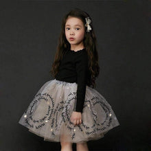 Load image into Gallery viewer, 2019 Toddler Girls Fall Winter Princess Dress For kids Sequins Letter Tutu Dress with Sparkle Stars Xmas Red Sequined Dress