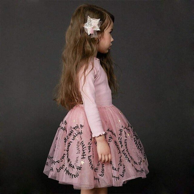 2019 Toddler Girls Fall Winter Princess Dress For kids Sequins Letter Tutu Dress with Sparkle Stars Xmas Red Sequined Dress