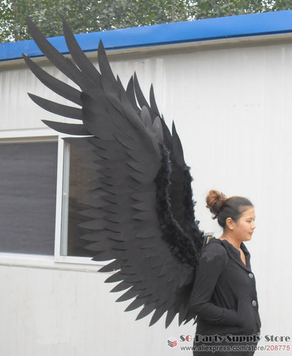 Adult's large size black Devil angel wings COS party stage show Displays shooting props Halloween supply EMS free shipping