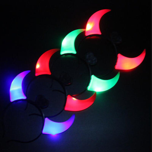 Fancy Party Led Flashing Horns Headband Glow Light Up Xmas Devil Hair Hoop Headband Headwear LX8314