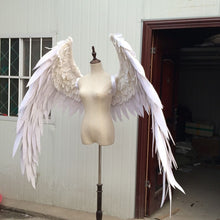Load image into Gallery viewer, Party decoration white black angel wings props catwalk show props festival Angel Feather wings Window props underwear catwalk