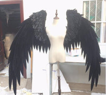 Load image into Gallery viewer, Party decoration white black angel wings props catwalk show props festival Angel Feather wings Window props underwear catwalk