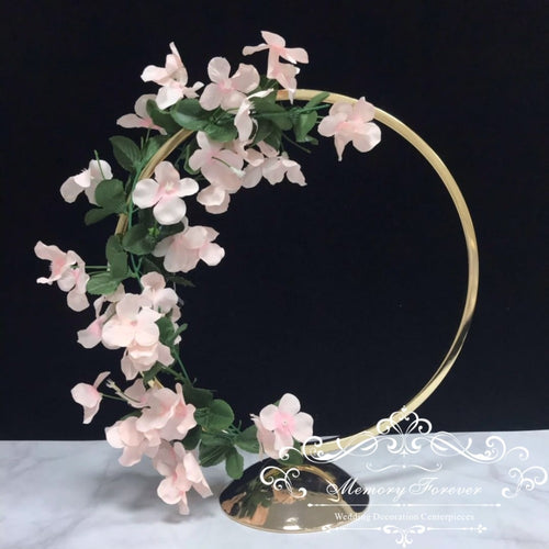 Hoop Centrepiece stand wedding flower vase metal column gold display rack event party celebration decoration