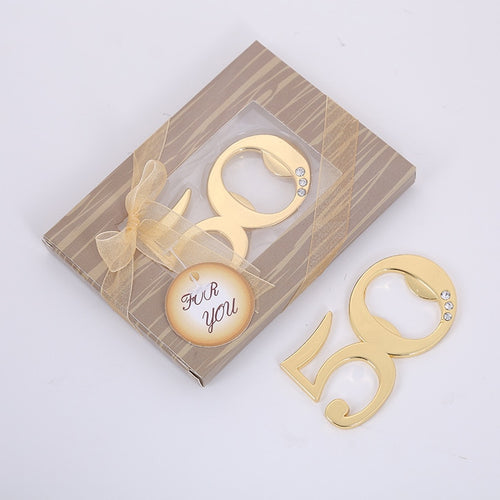 50 Boxes Anniversary Decoration Gifts Golden 50 Year Bottle Opener for 50th Birthday Wedding Anniversary Party Supplies
