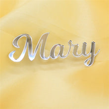 Load image into Gallery viewer, Personalised laser cut gold silver mirror acrylic guest name place cards for wedding party decoration