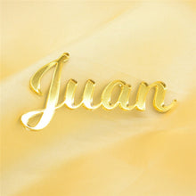 Load image into Gallery viewer, Personalised laser cut gold silver mirror acrylic guest name place cards for wedding party decoration