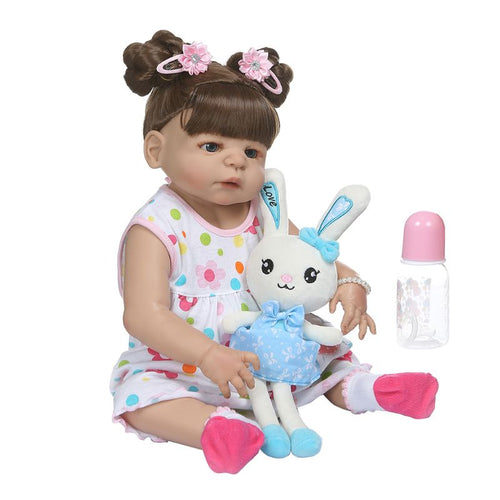 22in Realistic Reborn Doll Soft Full Silicone Vinyl Newborn Babies Girl Lifelike Handmade Toy For Children Birthday Xmas Gifts