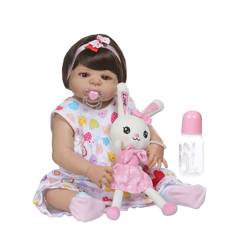 22in Realistic Reborn Doll Soft Full Silicone Vinyl Newborn Babies Girl Lifelike Handmade Toy Children Birthday Xmas Gifts