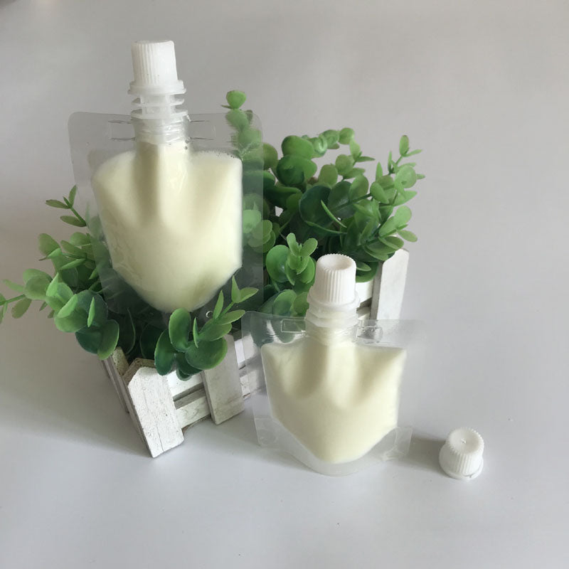 50ml Clear Plastic Liquid Stand Up Doypack Bag With Cap Drink Storage Pouch Packing Bag With Side Spout