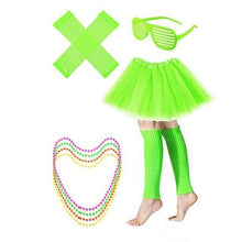 Load image into Gallery viewer, Cosplay Tulle Costumes Halloween 80s Lace Headband Earrings Fishnet Gloves Bracelet Necklace Tutu for 80s Party Decoration