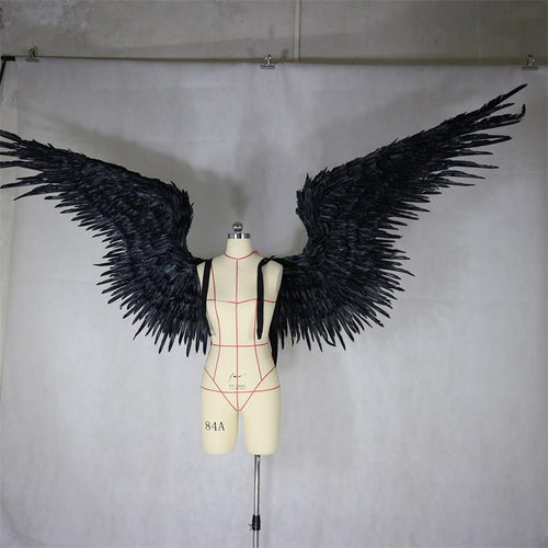Black feathered wing devil angel Halloween wings catwalk model large cosplay holiday party men's wings