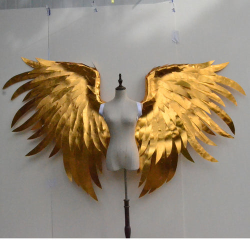 Big size gold angel wings beautiful photo shooting props high quality display supply 4KG not fit for long time wear!