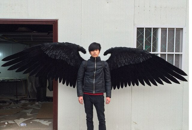 Large size black Devil wings Game cosplay supply series each wings 140-145cm pure handmade Bar decorations EMS Free shipping