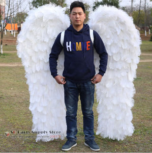 high quaity luxury white Ostrich feather angel wings Wedding home bar DIY decoration props nice shooting props